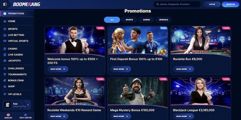 Boomerang.bet casino promotions