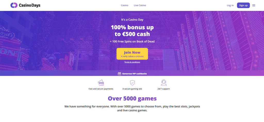 Casino Days casino welcome bonuses