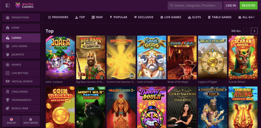 Malina Casino games