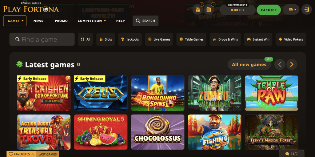 Play Fortuna casino games