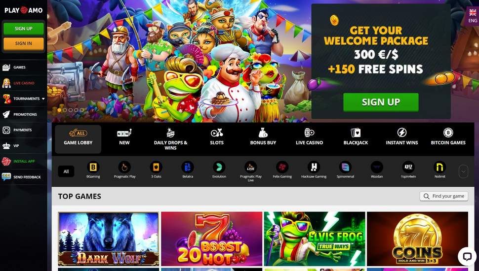 PlayAmo Casino homepage